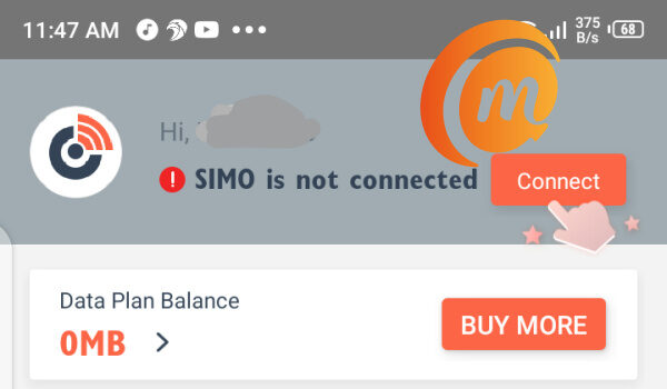Simo app homepage
