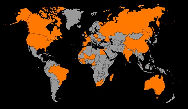 Orange telecom lobal map