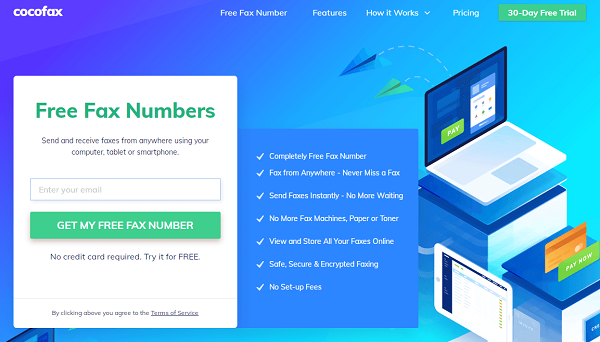 cocofax free fax numbers