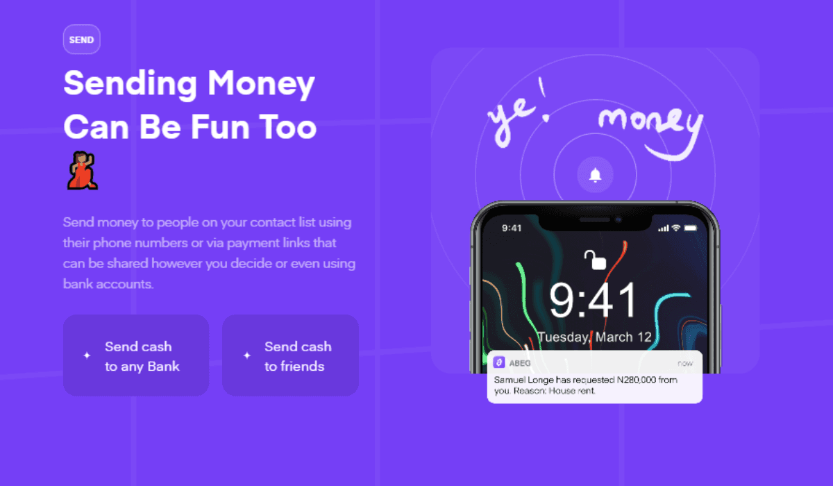 How to send money on Abeg App
