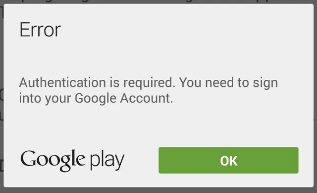 Google Play Authentication required