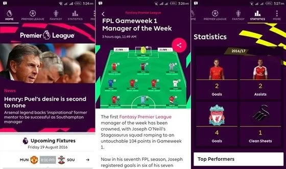 Premier League mobile app for Android