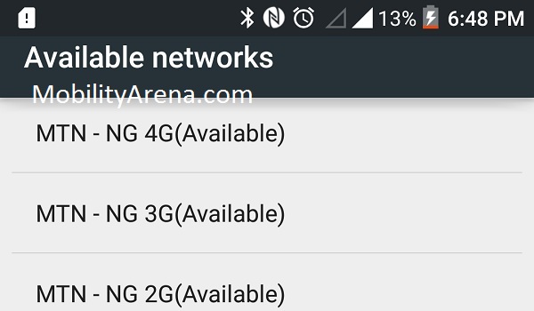 MTN 4G LTE available 