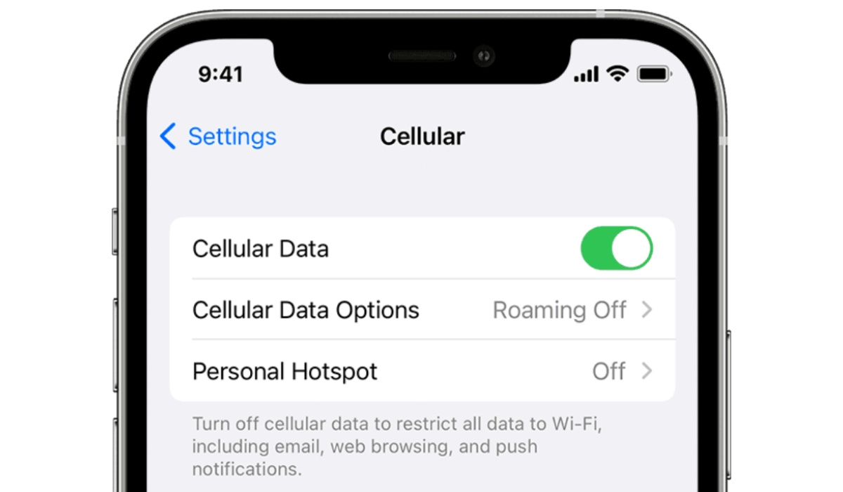 cellular data settings iphone ios