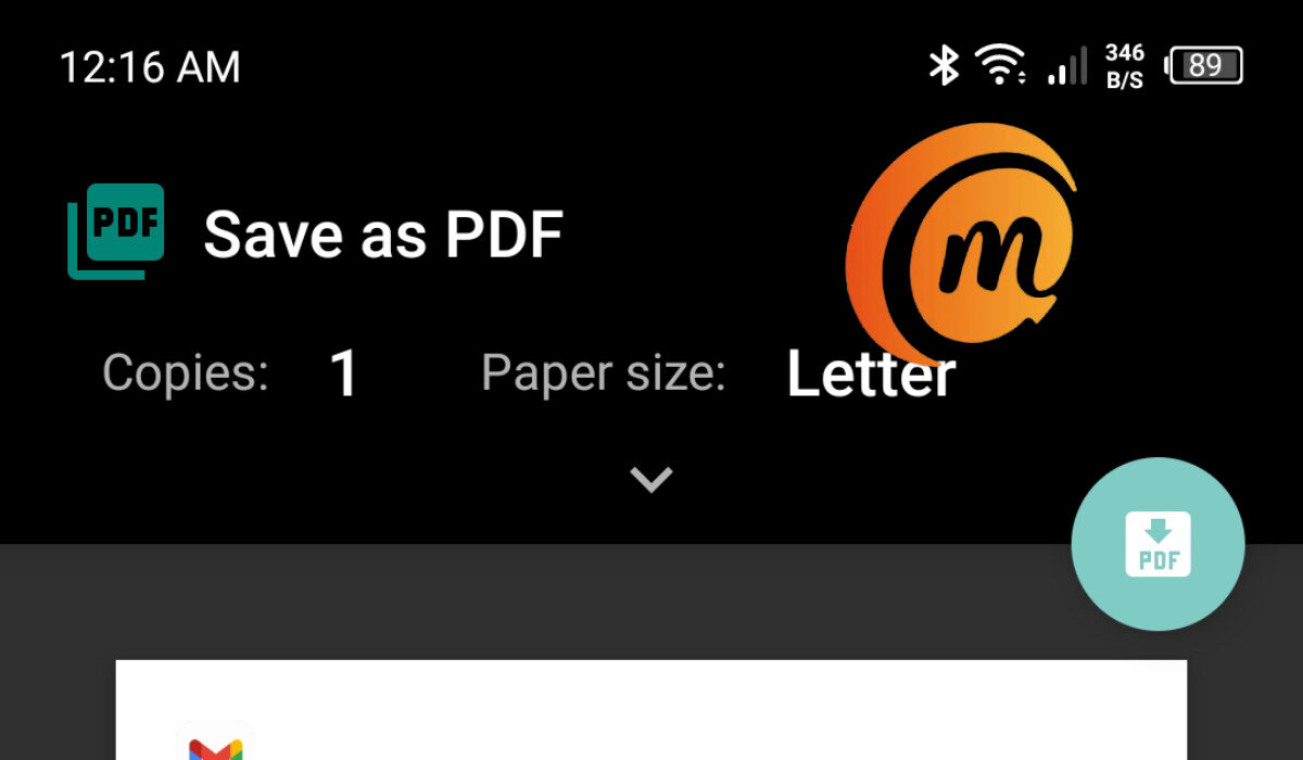 How do I save an email conversation as a PDF on my Android phone?