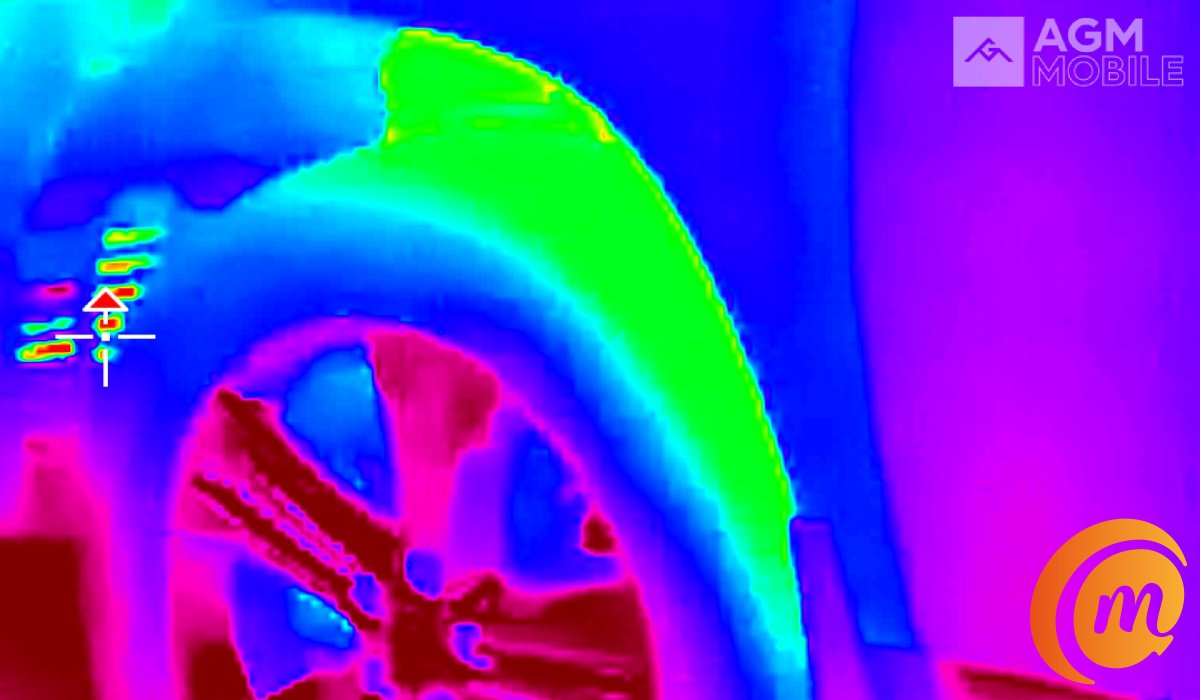 thermal photo of a car tyre
